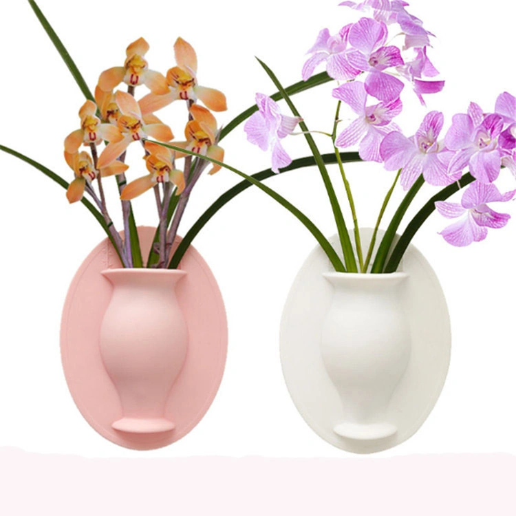 2020 Newest Innovation Design Vacuum Stable Sucker Silicone Flower Vase for Refrigerator and Bathroom