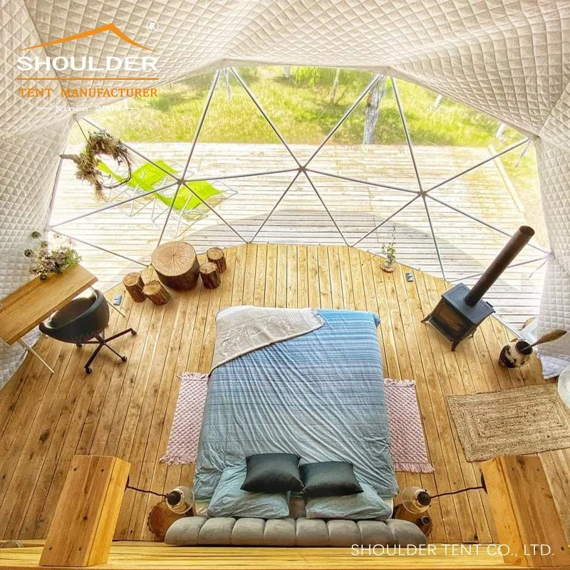 Estructura de acero al aire libre 6m Cámara domo geodésico Tienda Glamping