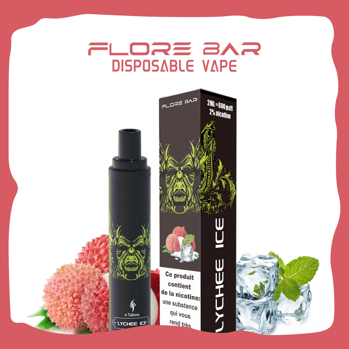 La cigarette électronique jetable colorés Etaboo Flore Bar 600 bouffées bobine de maillage
