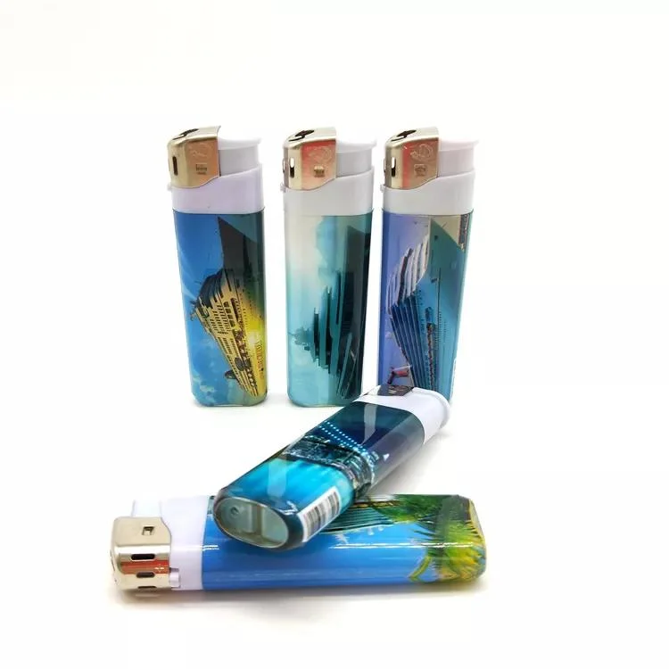 Plastic Rechargeable Butane Gas Electric Lighter with PVC Shrink Logo