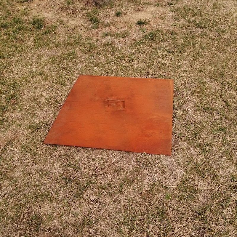 Outdoor Corten Steel Square Fire Pit Lid/Cover with Handle