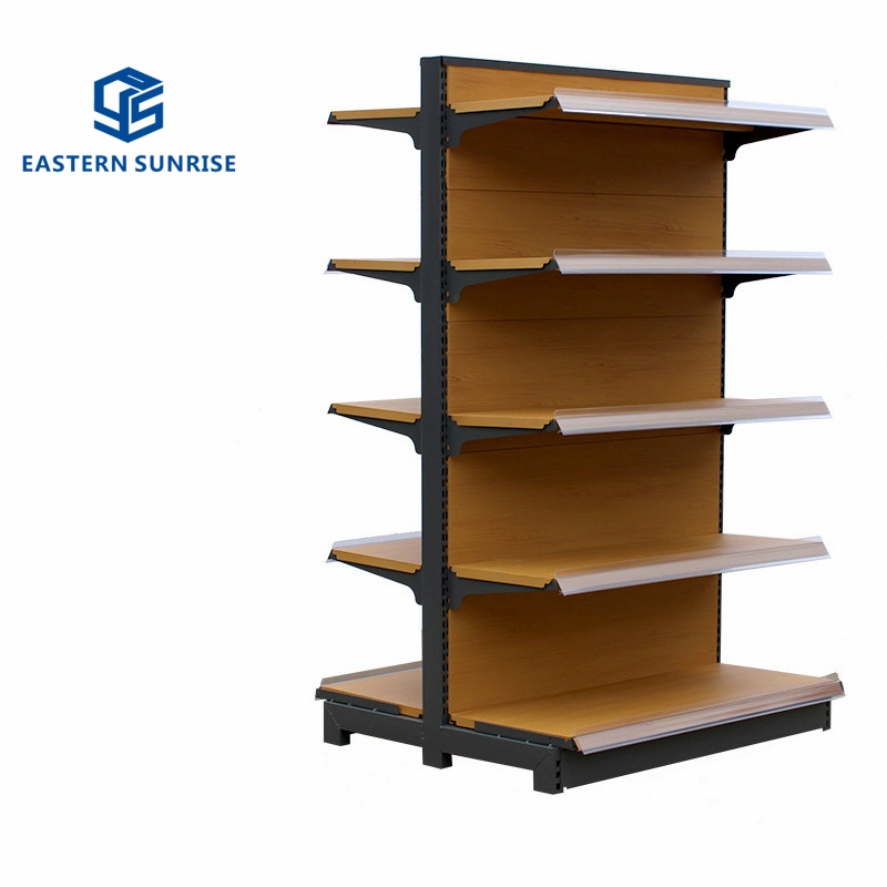 Wooden Color Supermarket Shelf, Heavy Duty Display Rack for Shop/Grocery Store