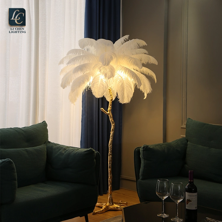 New Design Living Room Tree Shape Resin Feather Modern LED Floor Lamp