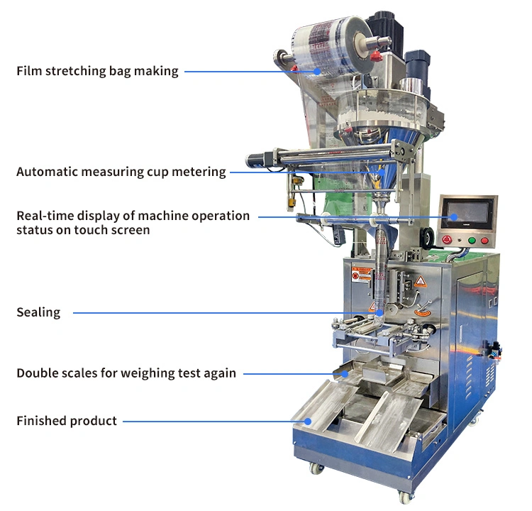 Automatic Vertical Auger Filler Form Fill Seal Spices Flour Matcha Tea Powder Dry Milk Powder Seasoning Protein Powder Sachet Packaging Packing Filling Machine