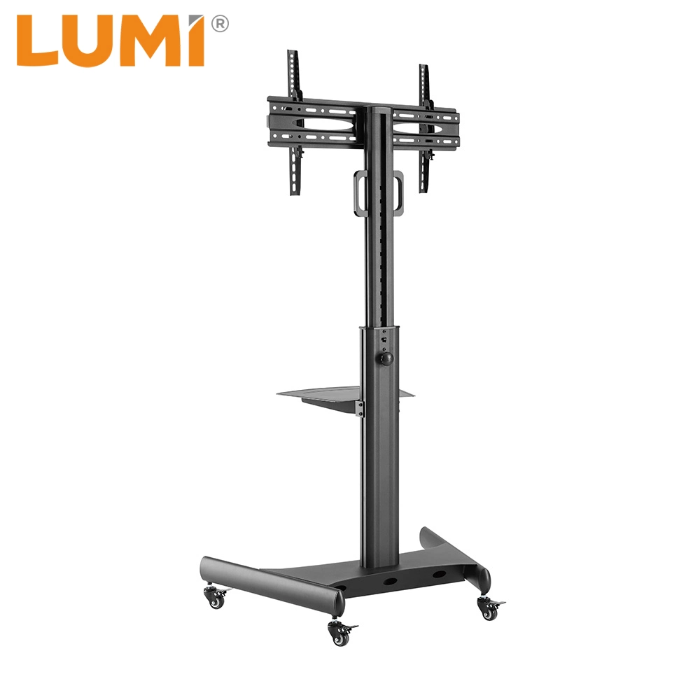 Modern Design Free-Tilting Height Adjustable Aluminum Rolling TV Stand with Wheels