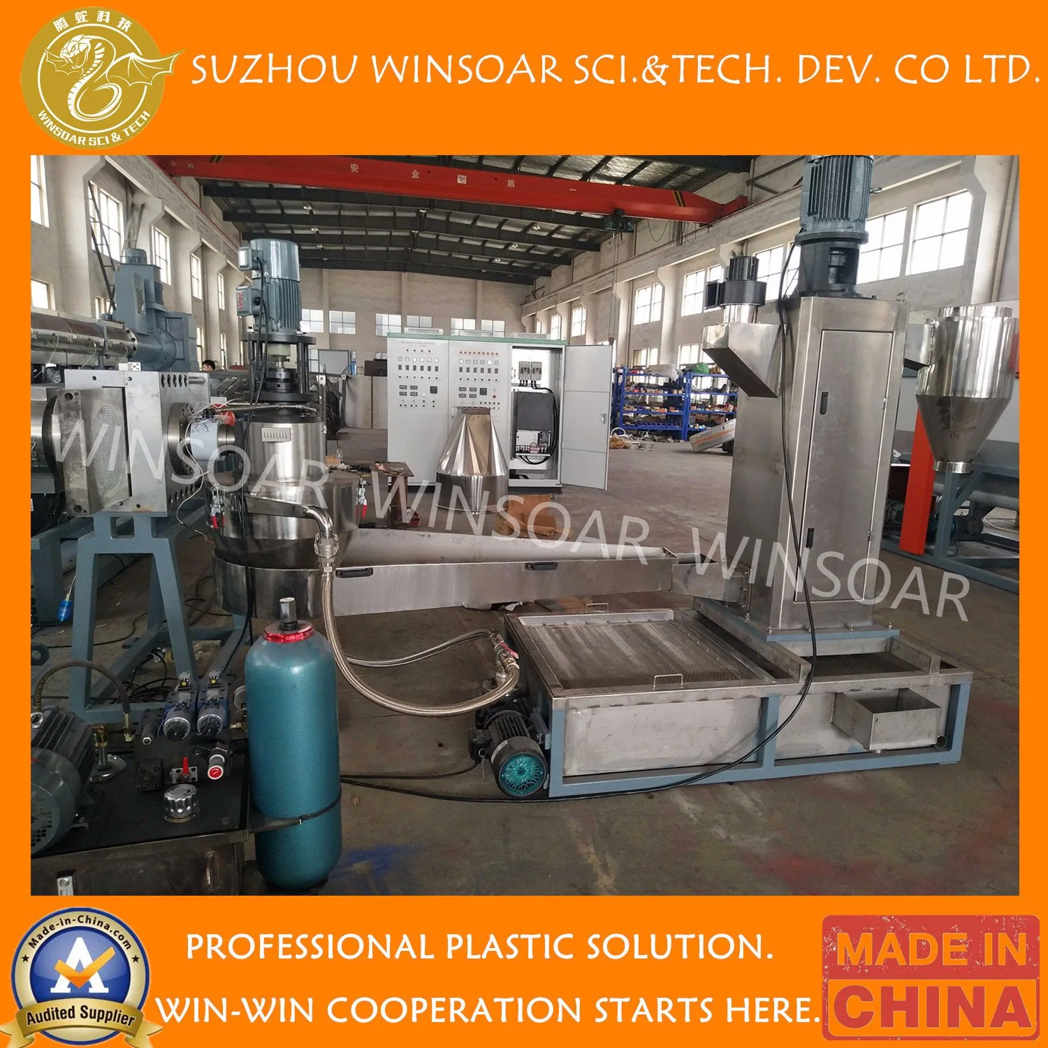 Water Ring Die Face Cutting Plastic HDPE Milk Bottle Scraps Flakes Extruder Pelletizing Granulating Recycling Machines