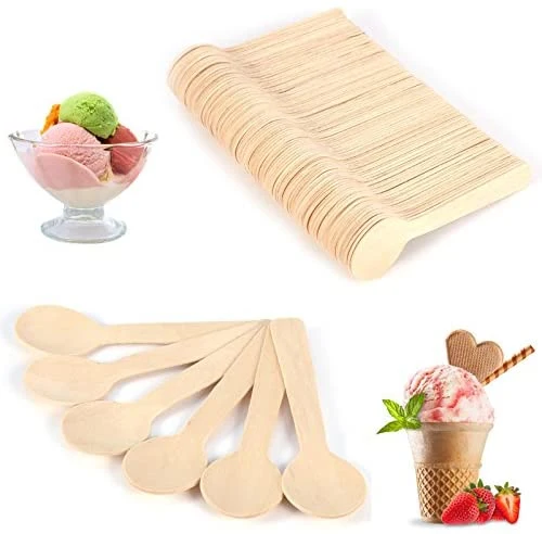 100mm o 10cm o 4inch cuchara pequeña de madera desechable Cuchara de helado Cubertería