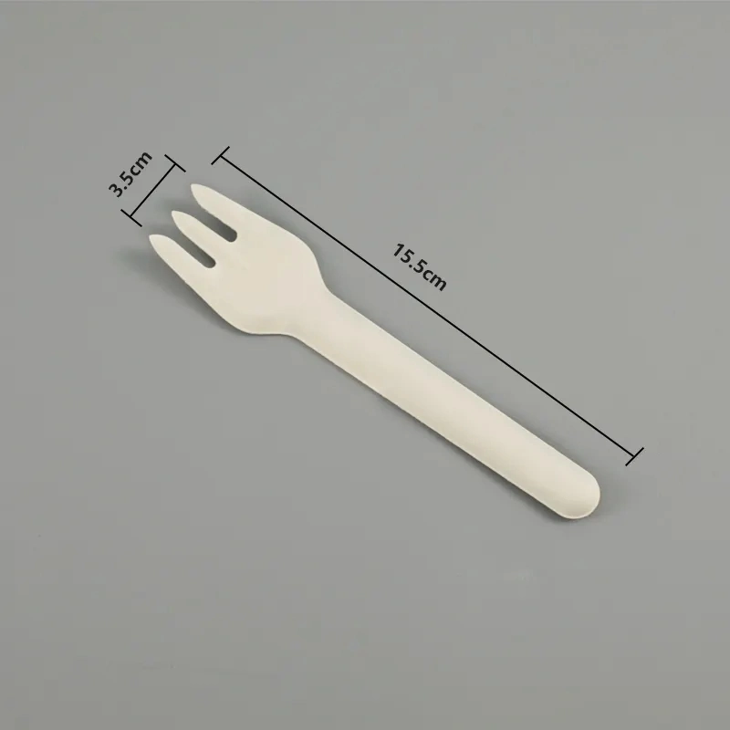 Biodegradable Sugarcane Bagasse Paper Disposable Mini Cutlery Fiber Pulp Fork Knife Spoon on Sale