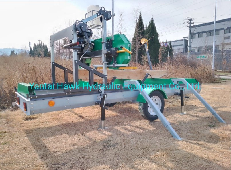 15HP Gasoline Engine Portable Sawmill with 6 Meters Trailer