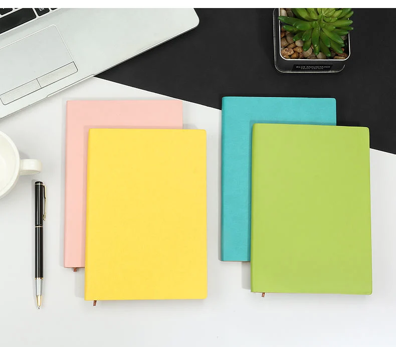 Stationery Supplies Customized Solid Color Soft Leather Cover Planner Notebook