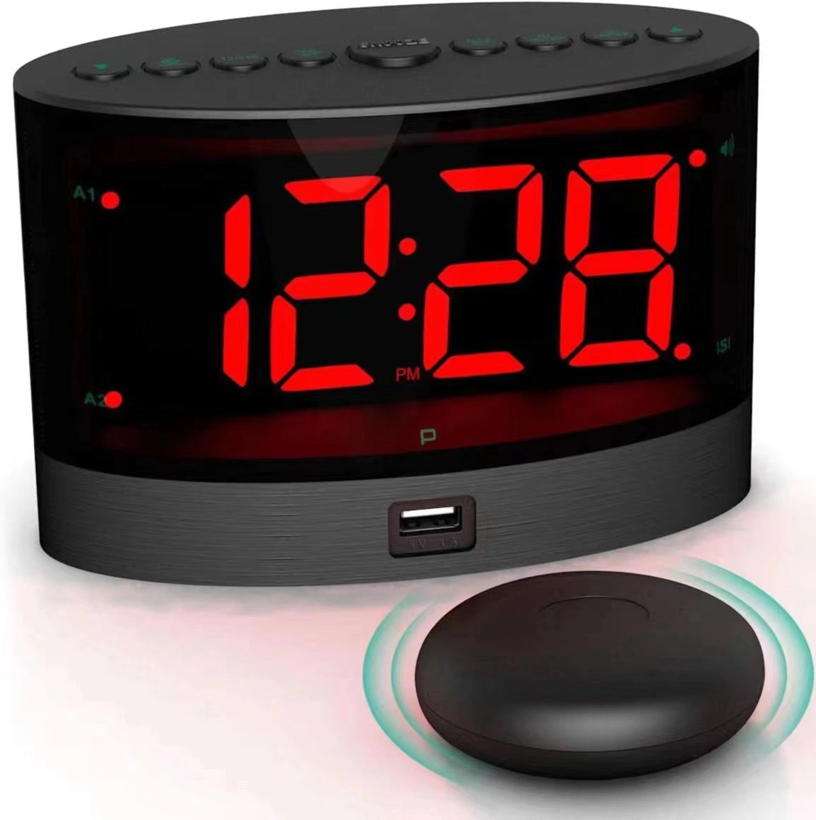 Affichage LED 1,8" Support de la radio PLL numérique sans fil de l'horloge double vibreur