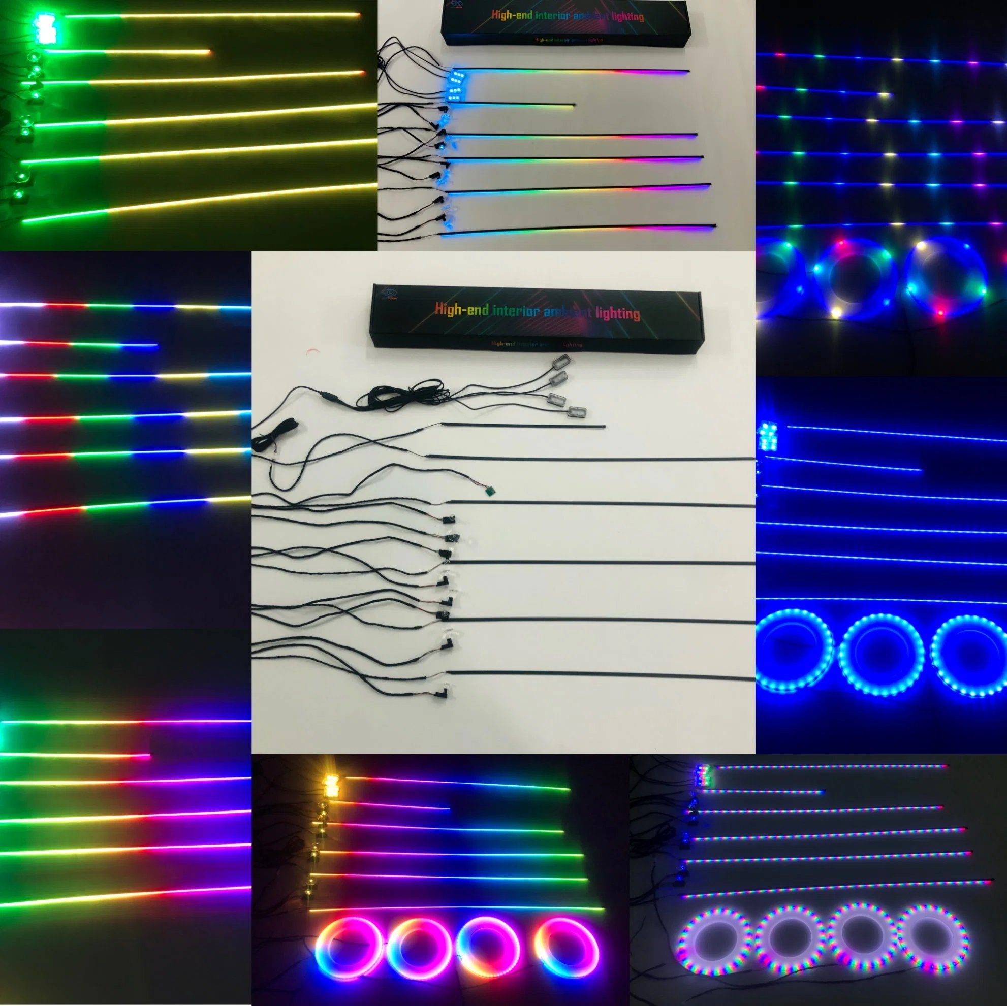 LED Symphony Rainbow Color Car Ambient Lights 64 Color RGB Interior Acrylic Light Guide Fiber Optic Universal Decoration Atmosphere