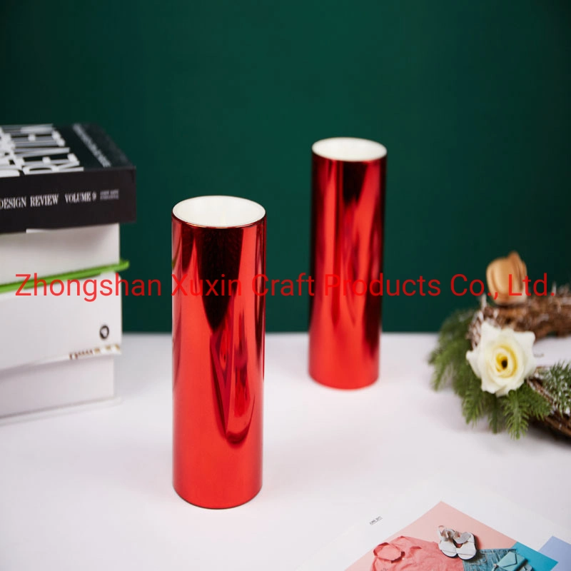 Red 3D Effect Glass Battery Powered Flameless LED Candle Wishing Candle Holder