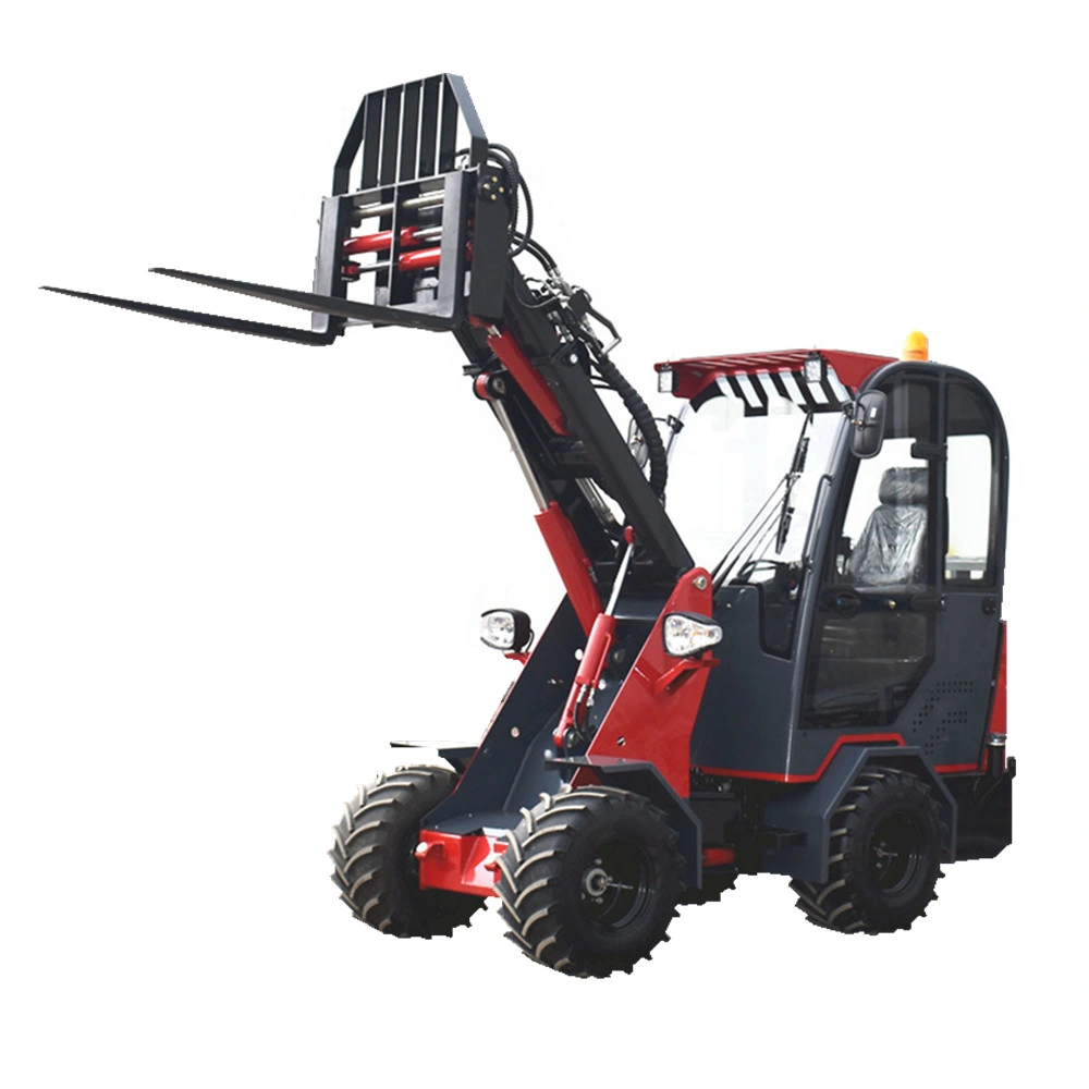 Europa Pequeño/Mini Compacto 4WD Tractor Articulado de Extremo Delantero 1ton/1.5ton/2 Toneladas Cargadores de Ruedas con Brazo Telescópico para Agricultura/Construcción/Jardinería