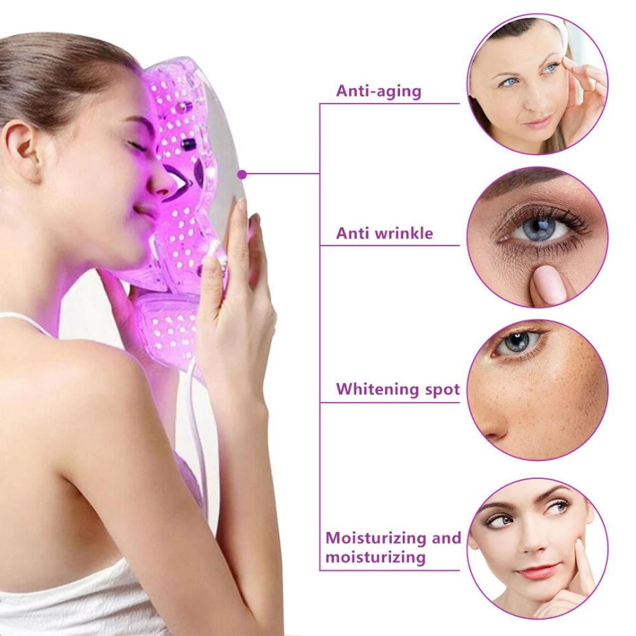 High quality/High cost performance  7 Colors LED Light Therapy Facial Mask Beauty Whitening Skin Rejuvenator Anti Aging LED Light Therapy Mask