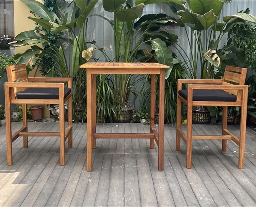 Gartenhocker Patio Holzstuhl Tisch-Set