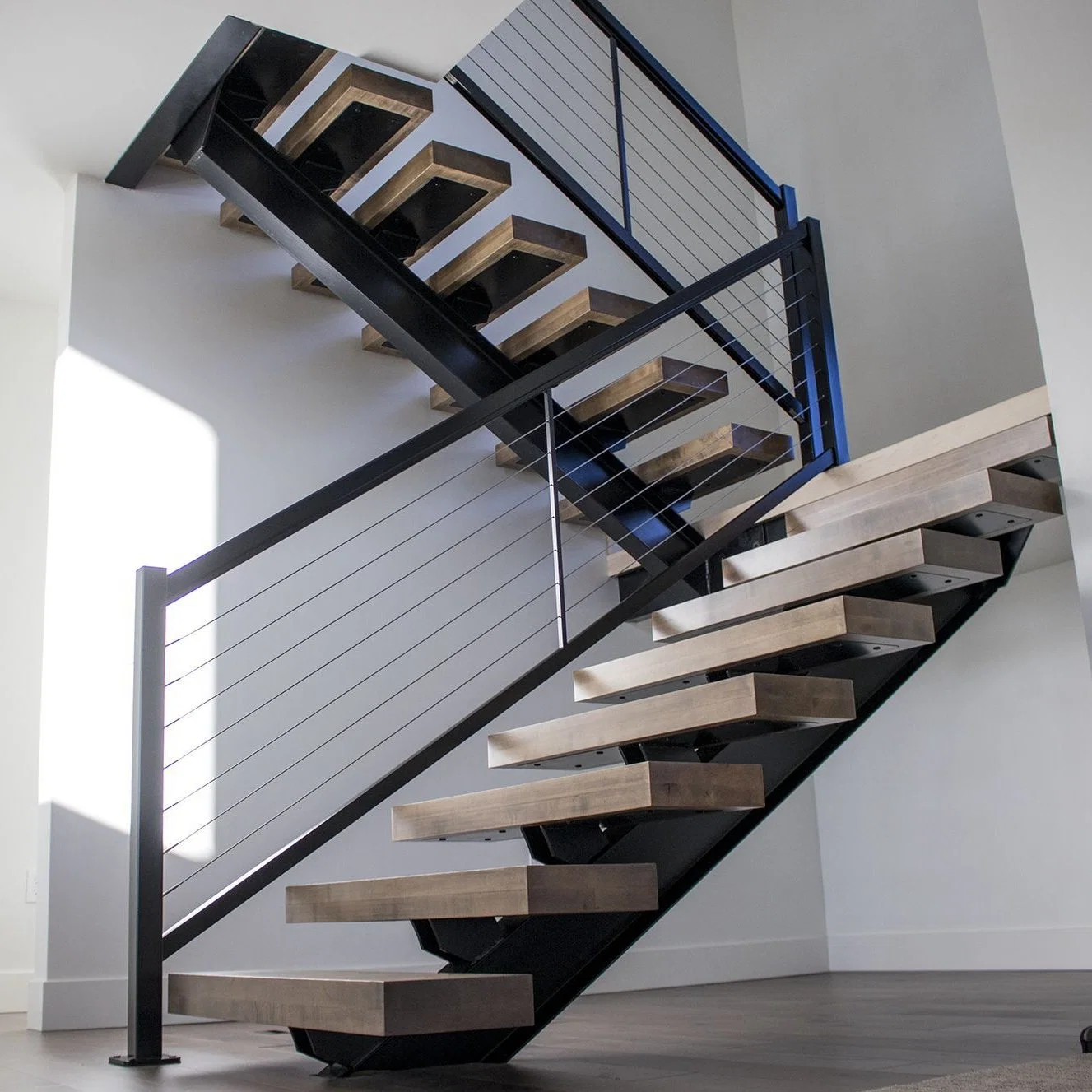 Ace Customize Modern Design Interior Wooden Straight Stairs