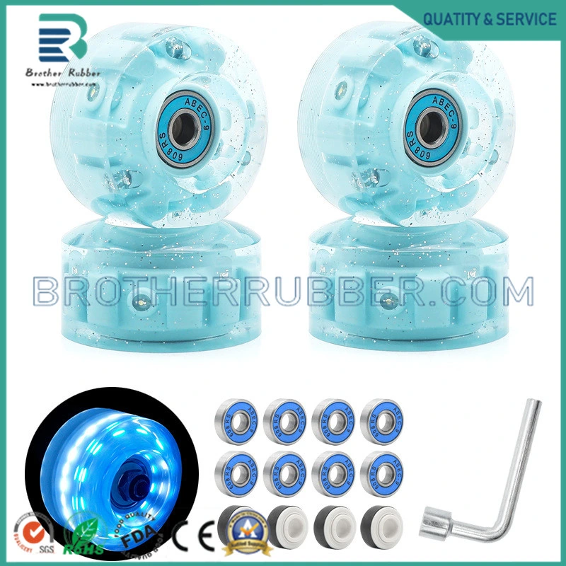 Custom 6 Lights LED PU Roller Skating Double Row Roller Skating Wheels