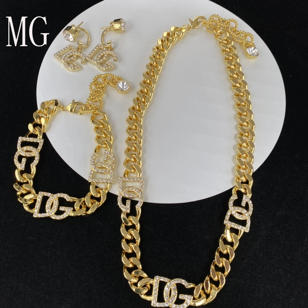 Special Cuban Link Chain Jewelry Rhinestone Earrings Necklace and Bracelet Sets Women Dubai Gold Jewelry Set