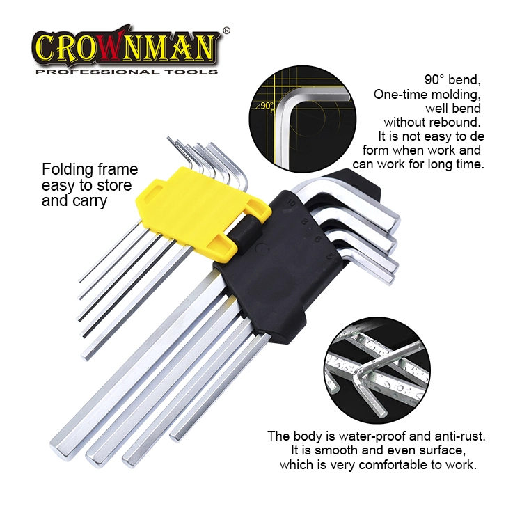 Crownman Cr-V Material Hex Key Wrench Extra Long with Matt Chrome Plated