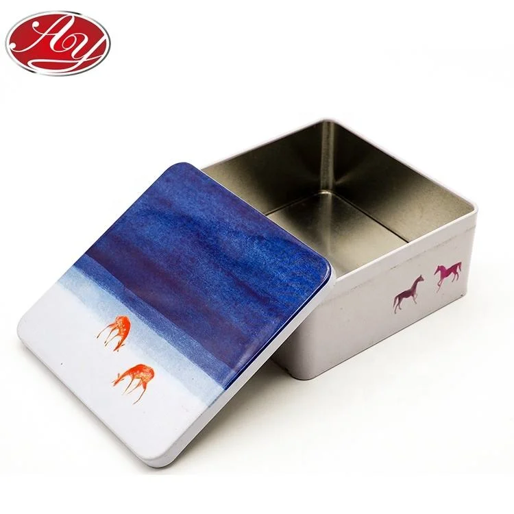 Square Food Gift Tea Coffee Moon Cake Metal Tin Box