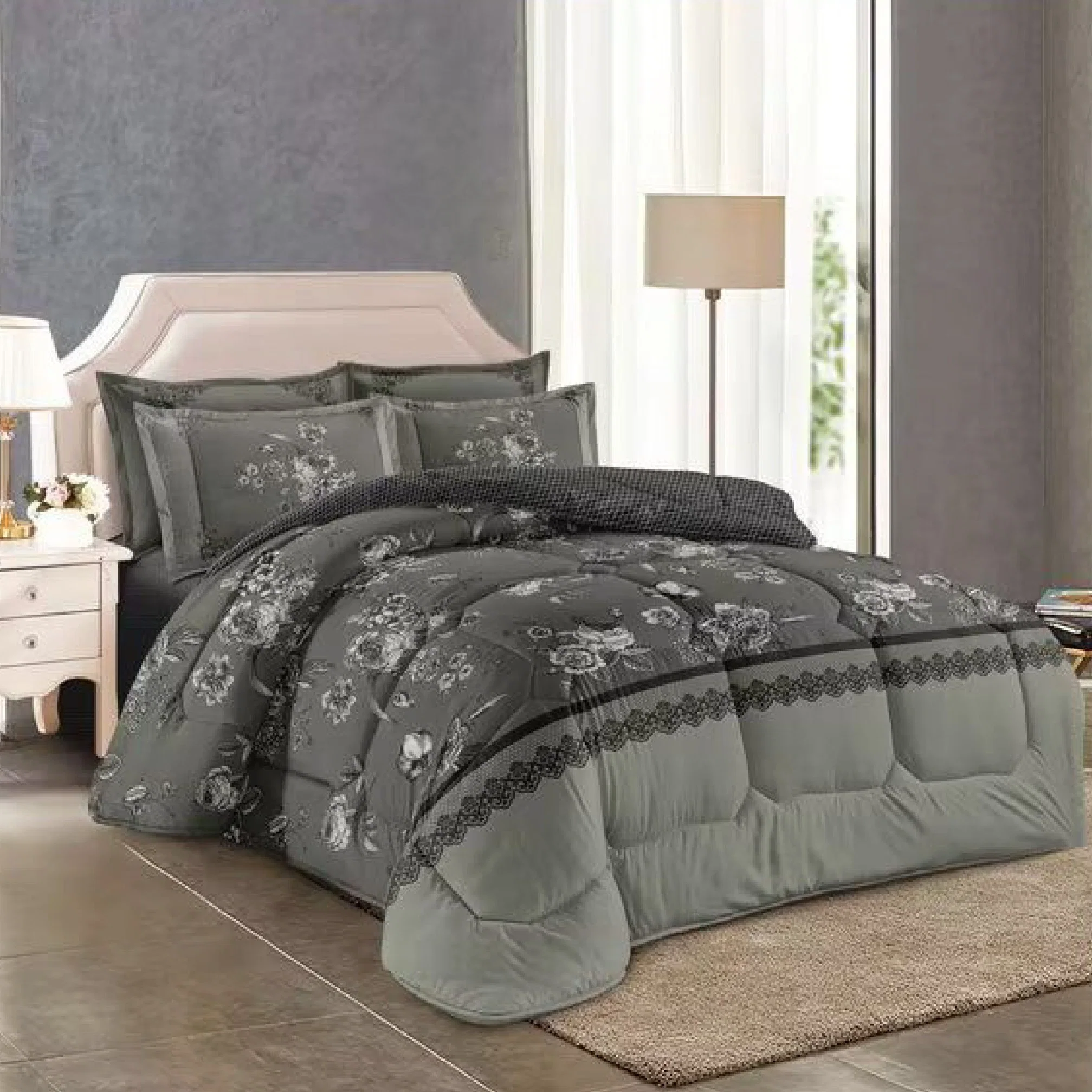 Stylish Quilted Bed Linen Sheets Polyester Microfiber Duvet Cover Printed Bedsheets Quilt Pillowslips Pillowcases Comforter Set for Bedroom Use