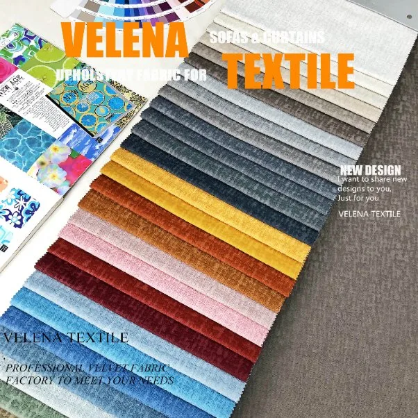 China Factory New Velvet Färben mit Print und Kleber Emboss Und Emboss America Style Polstermöbel Sofa Vorhang Textil Stoff