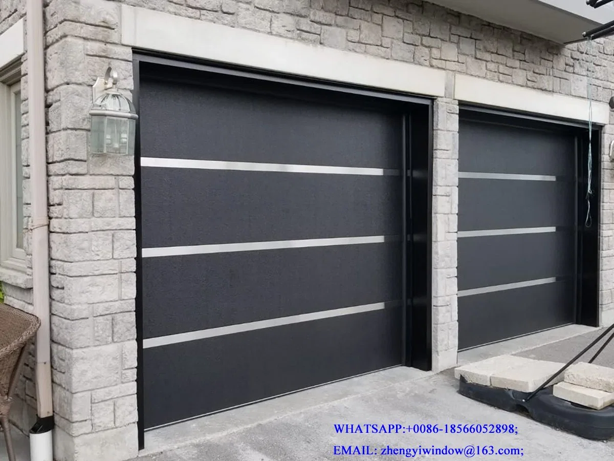 Venta al por mayor de puerta de garaje de panel de acero superpuesto moderna con control remoto automático en Foshan.