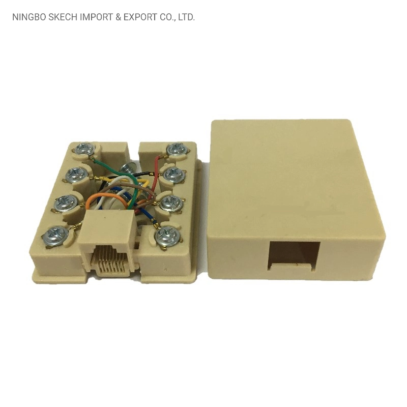 Conector modular RJ45, un puerto conector de salida 8p8c Caja de superficie de la toma para el cableado de red Soluation