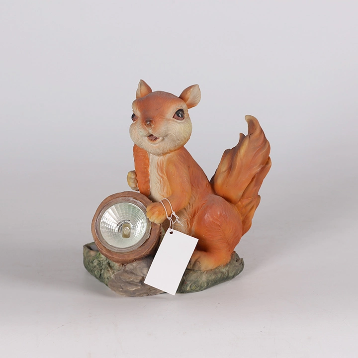 Cheap Wholesale/Supplier Animal Squirrel LED Light Garden Decoration, Squirrel Sculpture Solar Lights, Resin Crafts for Garden Decoration