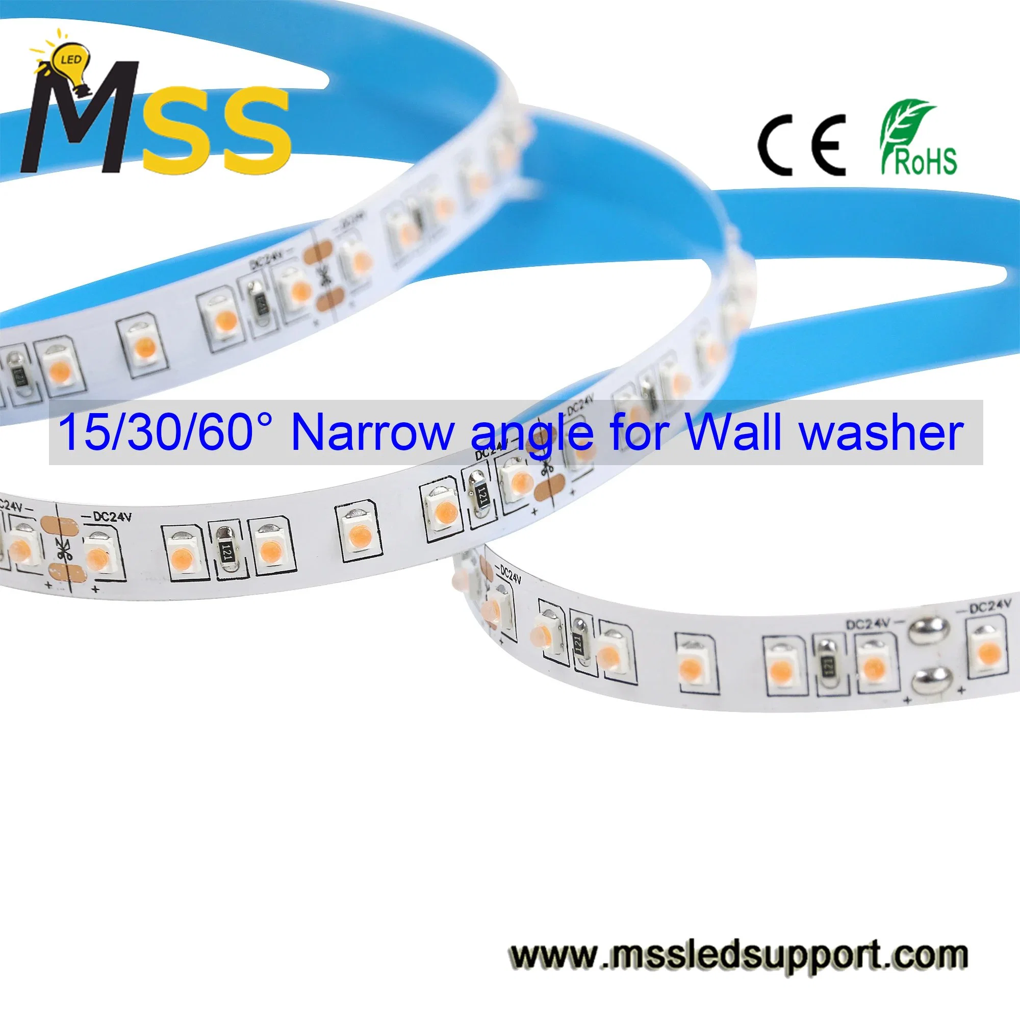 High Efficacy Optical LED Strip 2835 30deg 60deg Various Beam Angle Flexible Wall Washer Light