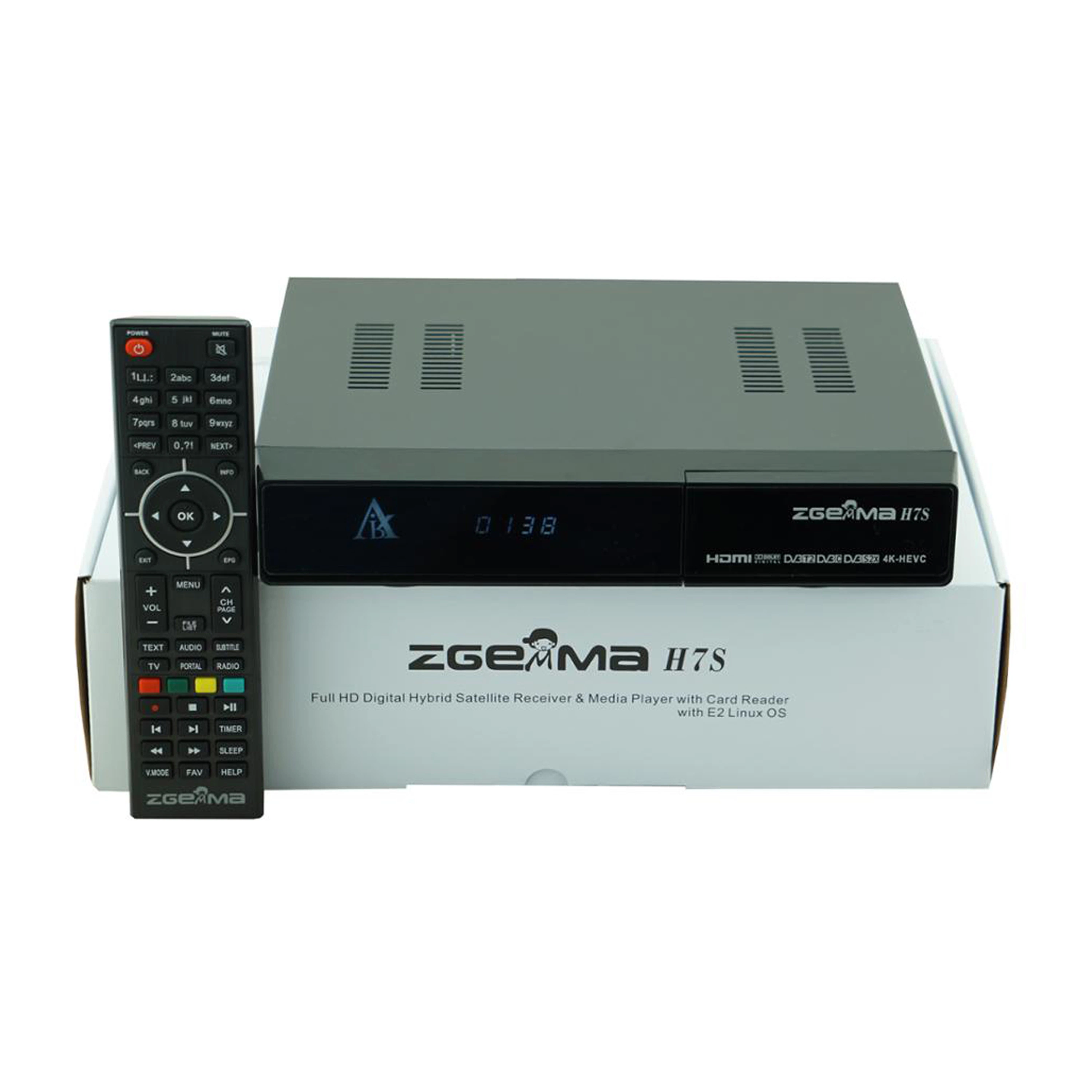 Récepteur TV satellite haute définition - Zgemma H7S avec enigma2 Linux OS et 2*DVB-S2/S2X + DVB-T2/C Tuner hybride