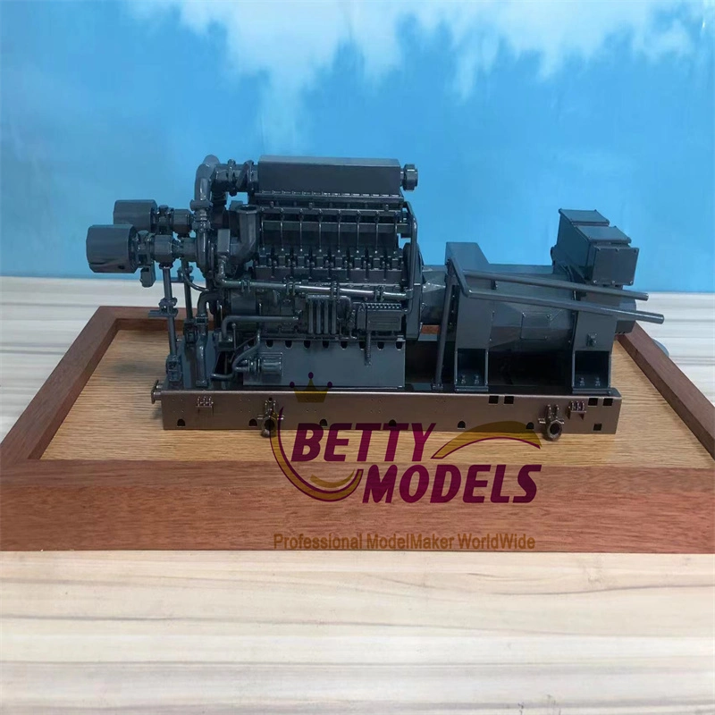 Engine Machine Scale Model Physical Colour Industry Model Making with Wooden Base