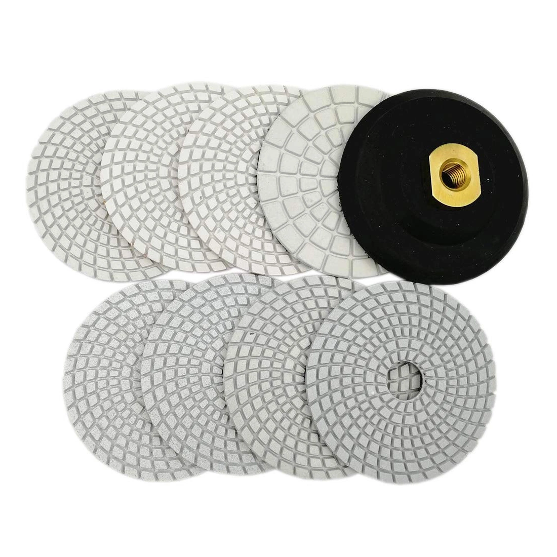 4 Inch Diamond Wet Polishing Pad Set of 7PCS Plus a Rubber Backer for Marble Granite Stone