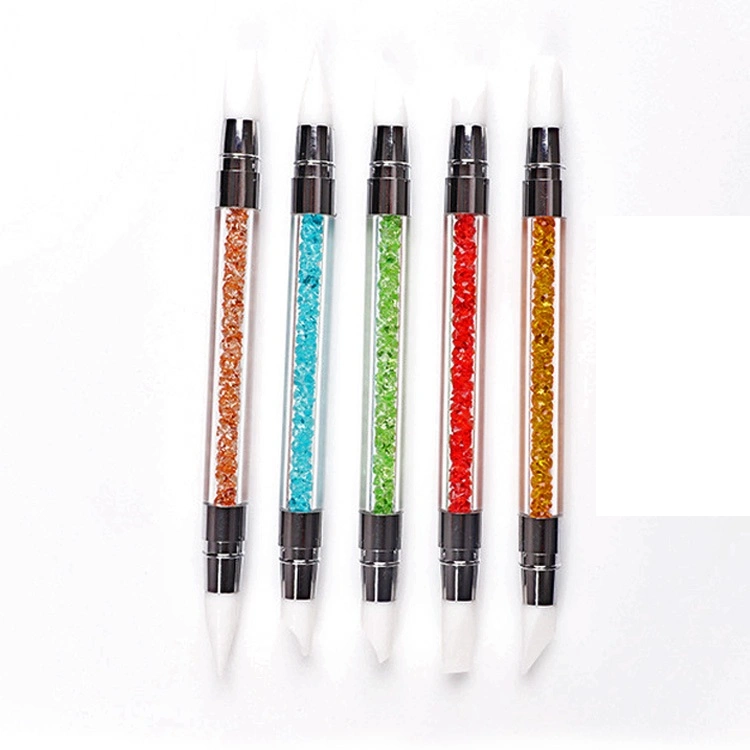 Double-Headed Rhinestone Nail Art Brush Pen Wax Crystal Picker Manicure Nail Art Pen for Nail Beauty