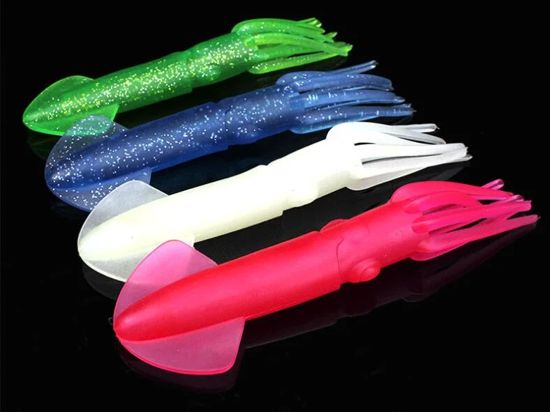 Octopus Lures Squid Skirt Bait Glow in Dark Luminous Soft Trolling Fishing Lure for Tuna Marlin Dolphin Bass Lure, 8.5 Inch