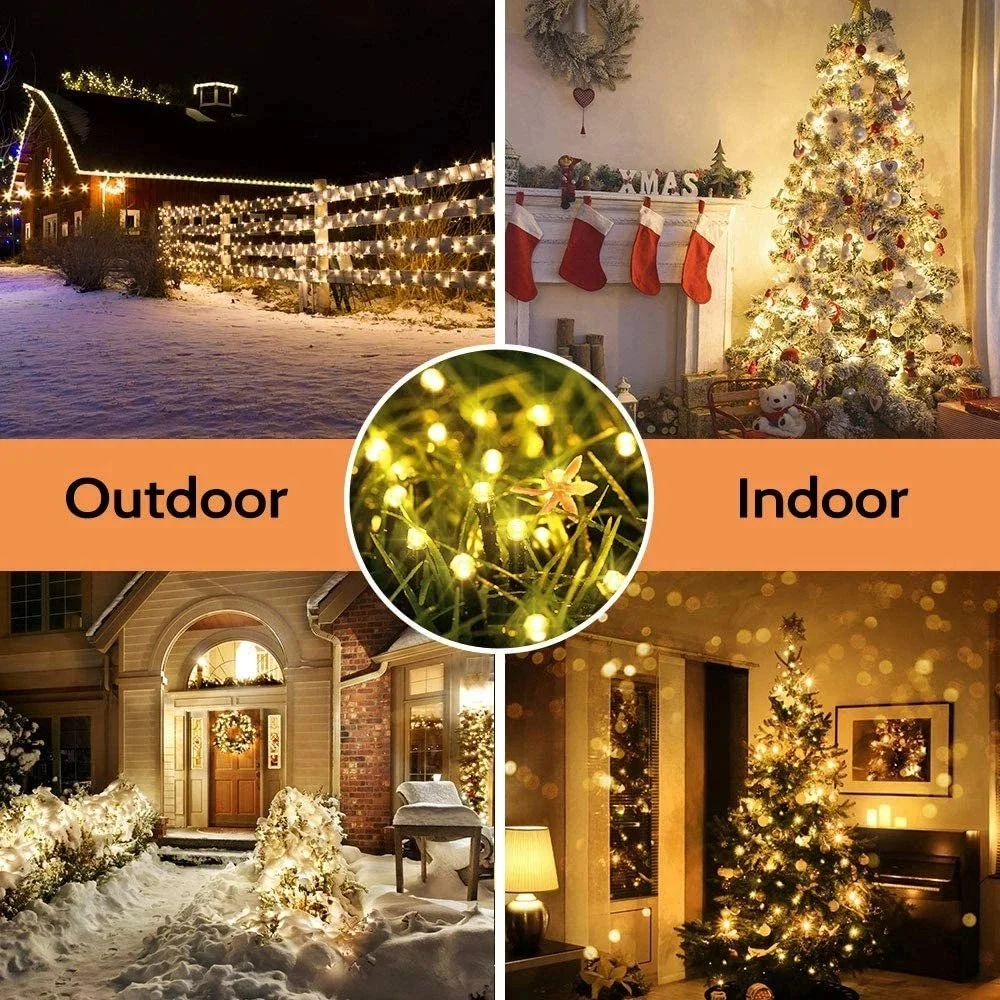 Outdoor Solar String Fairy Light 200 100 LED Festoon Waterproof Street Garland Solar Power Lamp Christmas Party for Garden Decor