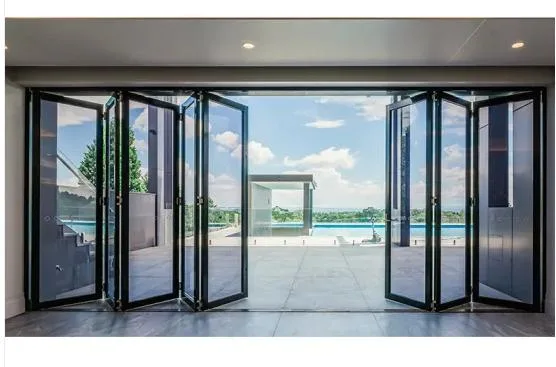 Australia Standard Aluminium Black Frame Fireproofing and Soundproof Double Glass Bi Folding Doors