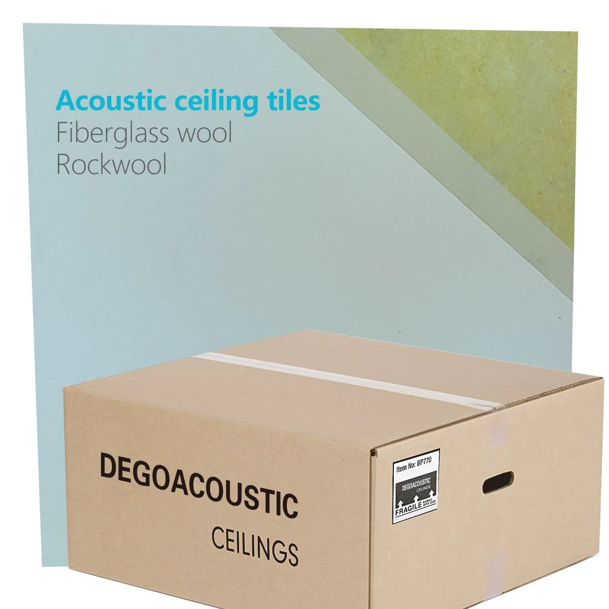 600mm Acoustic Ceiling Tile Sound-Absorbing Rockwool Ceiling Panels