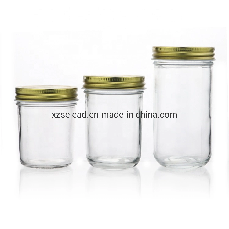 Mason Jars 16 Oz avec couvercle et bande en métal pour Confiture miel aliments pour bébés pots à épices