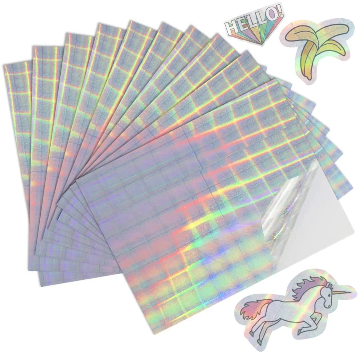 Custom Printable Holographic Waterproof Rainbow Sticker Paper for Laser