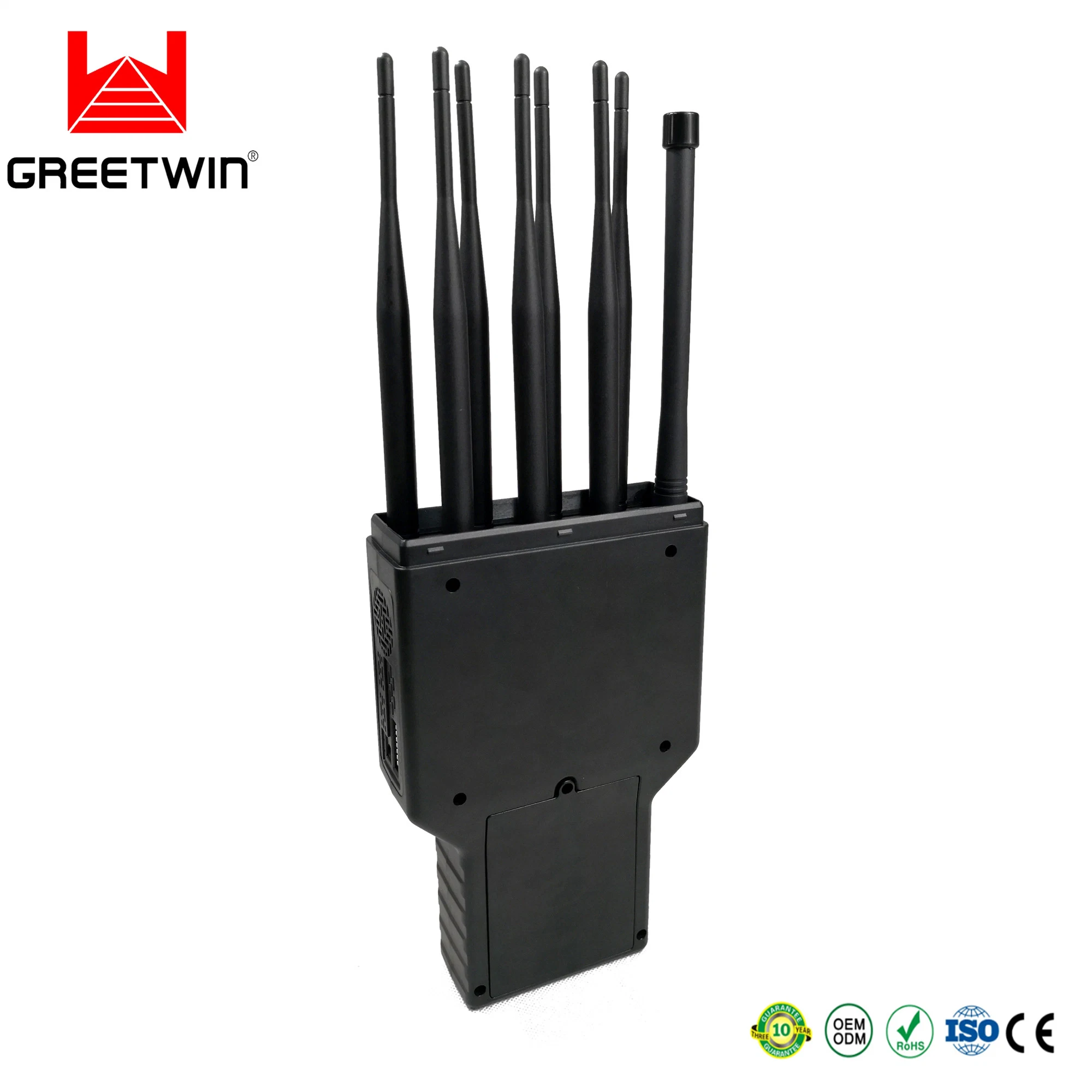 8 antenas atascos de hasta 30m Teléfono celular portátil WiFi GPS 2.4G/5.8G 2G 3G 4G 5g Jammer señal
