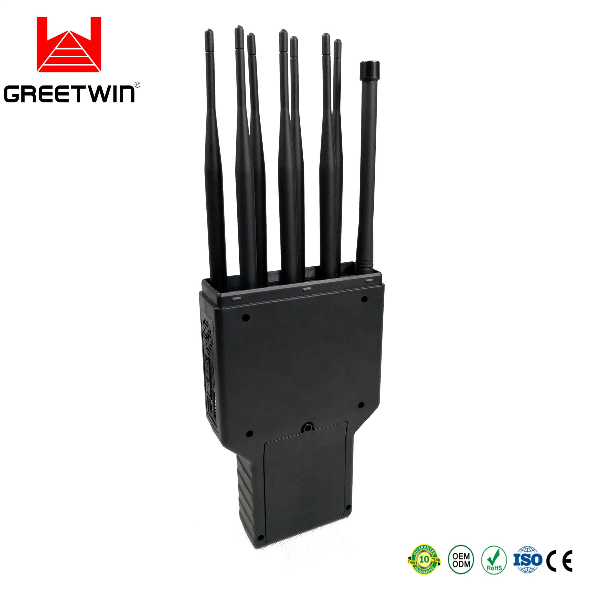 8 Antennas Jamming up to 30m Portable Cell Phone GPS WiFi 2.4G/5.8g 2g 3G 4G 5g Signal Jammer