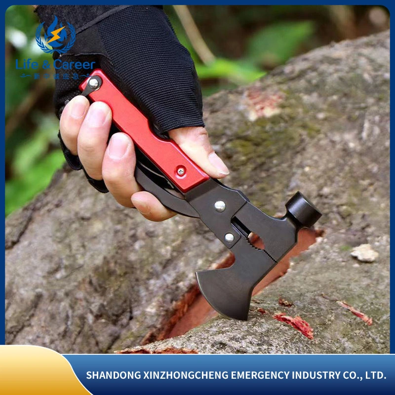 Stainless Steel Multifunction Hammer Knife Axe Pliers Bottle Opener Tool with Wooden Handle