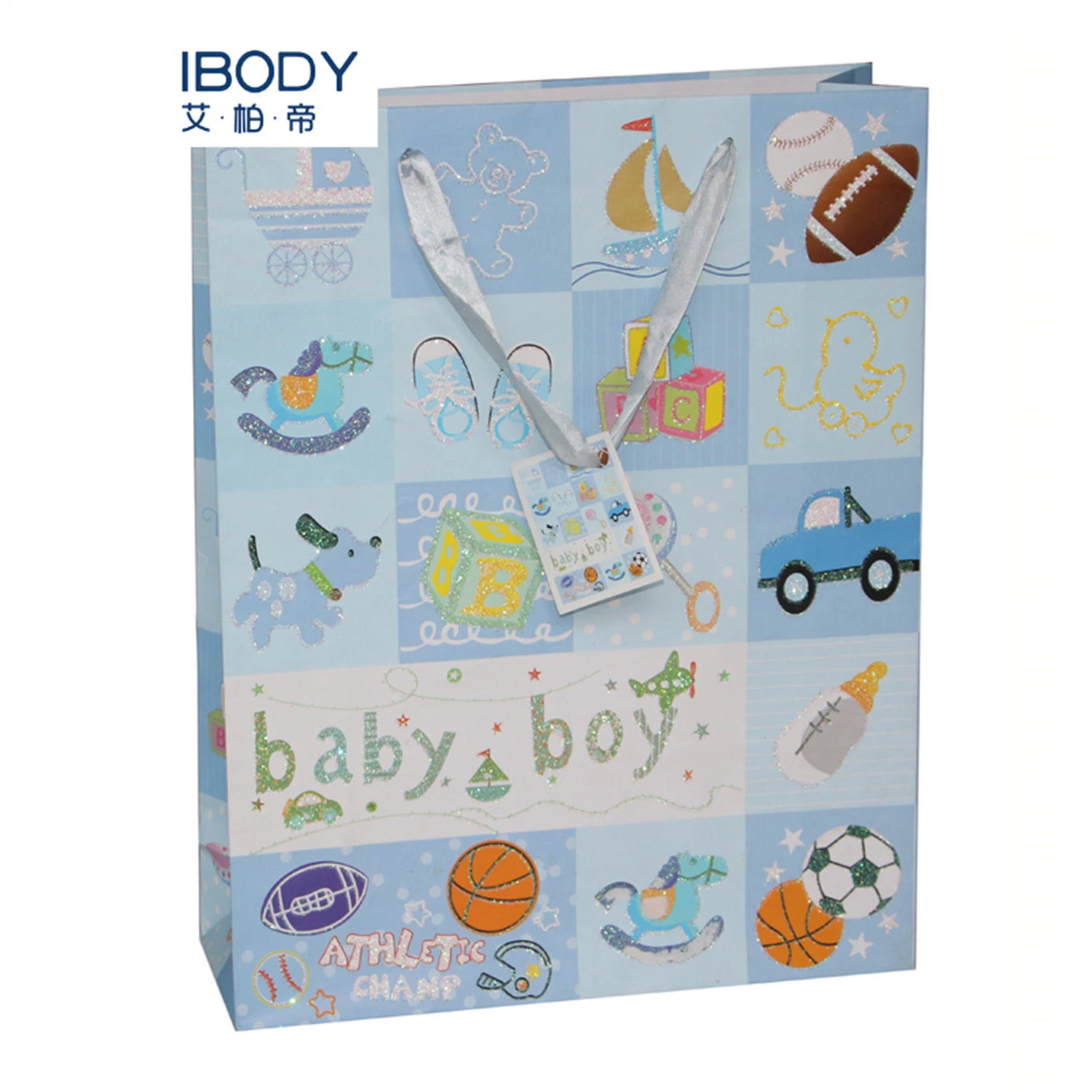 Custom Printing Personalized Packaging Children Kids Gift Bags with Tags Paper Handled Craft Gift Bag for Babies