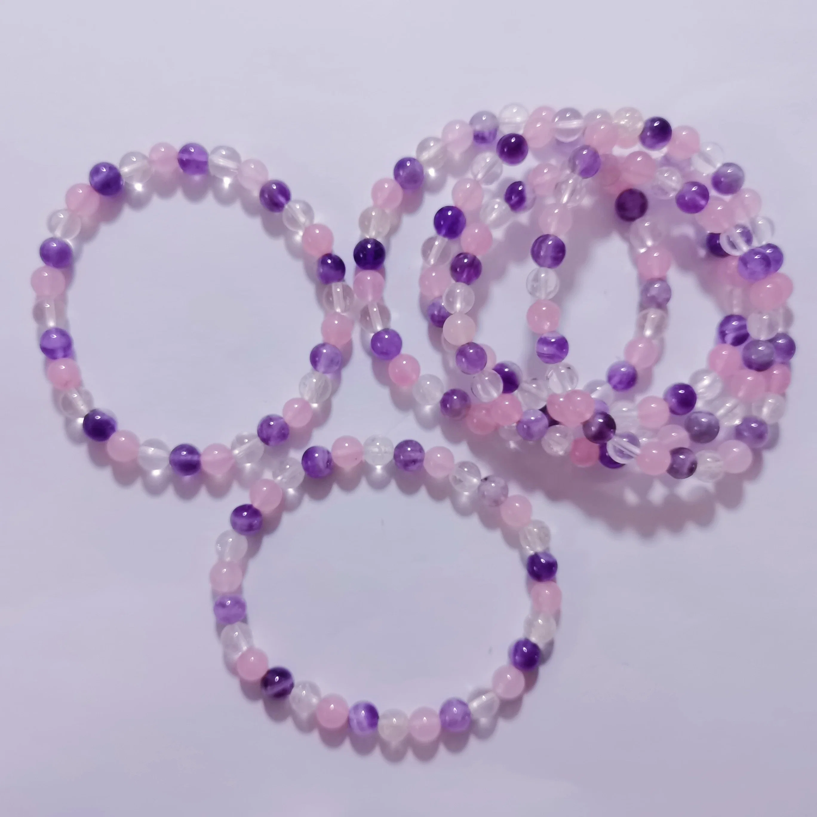 Semi preciosa Piedra Natural 6mm 8mm Cantones de Rosa Cristal Amatista Pulsera encantadora pulsera Joyería