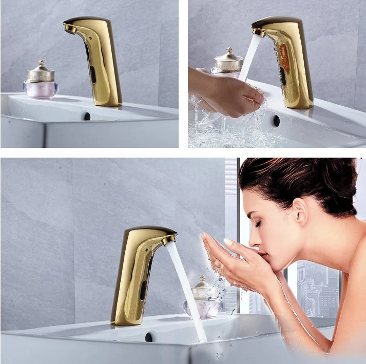 New Design Gold Automatic Non-Conact Electric Sensor Sink Faucet Infrared Water Faucet