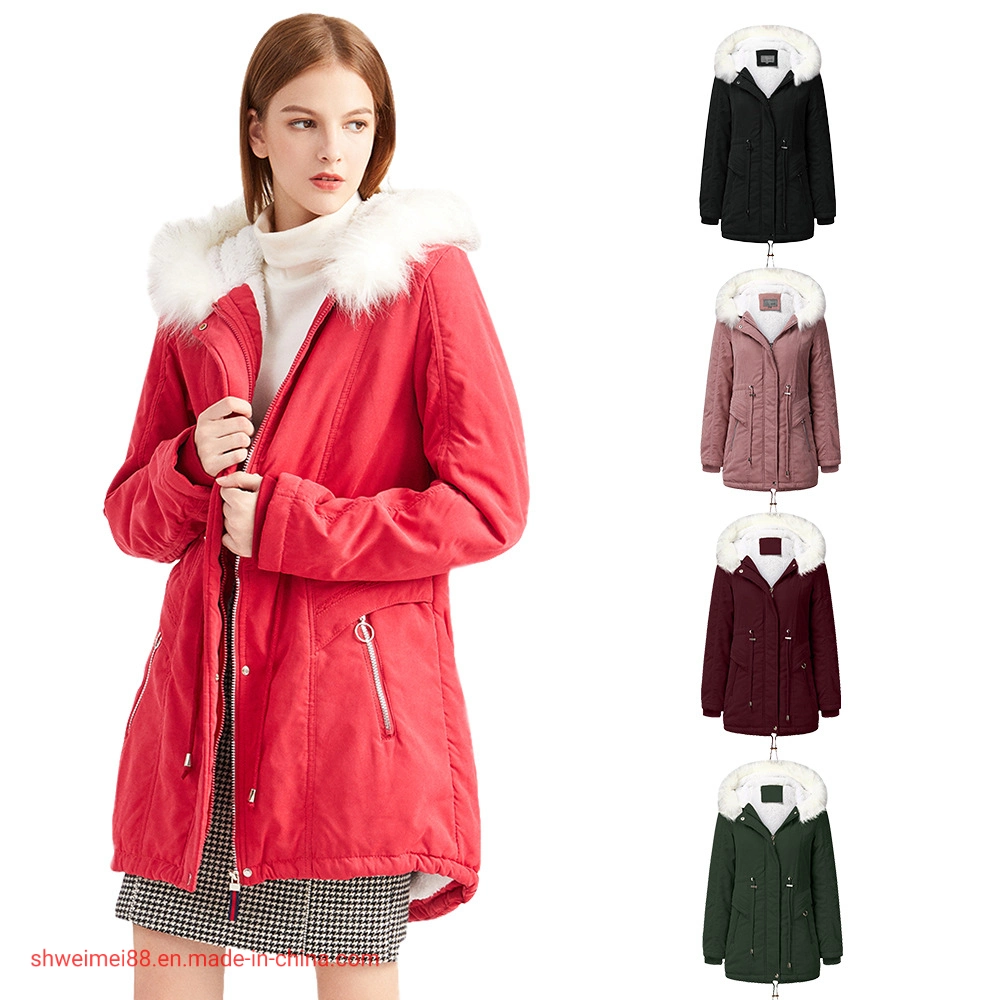 De la mujer invierno espesar Parka militar Chaqueta polar algodón Dama caliente Puffer chaqueta con capucha de piel chaquetas de bajada al por mayor de prendas de vestir exterior