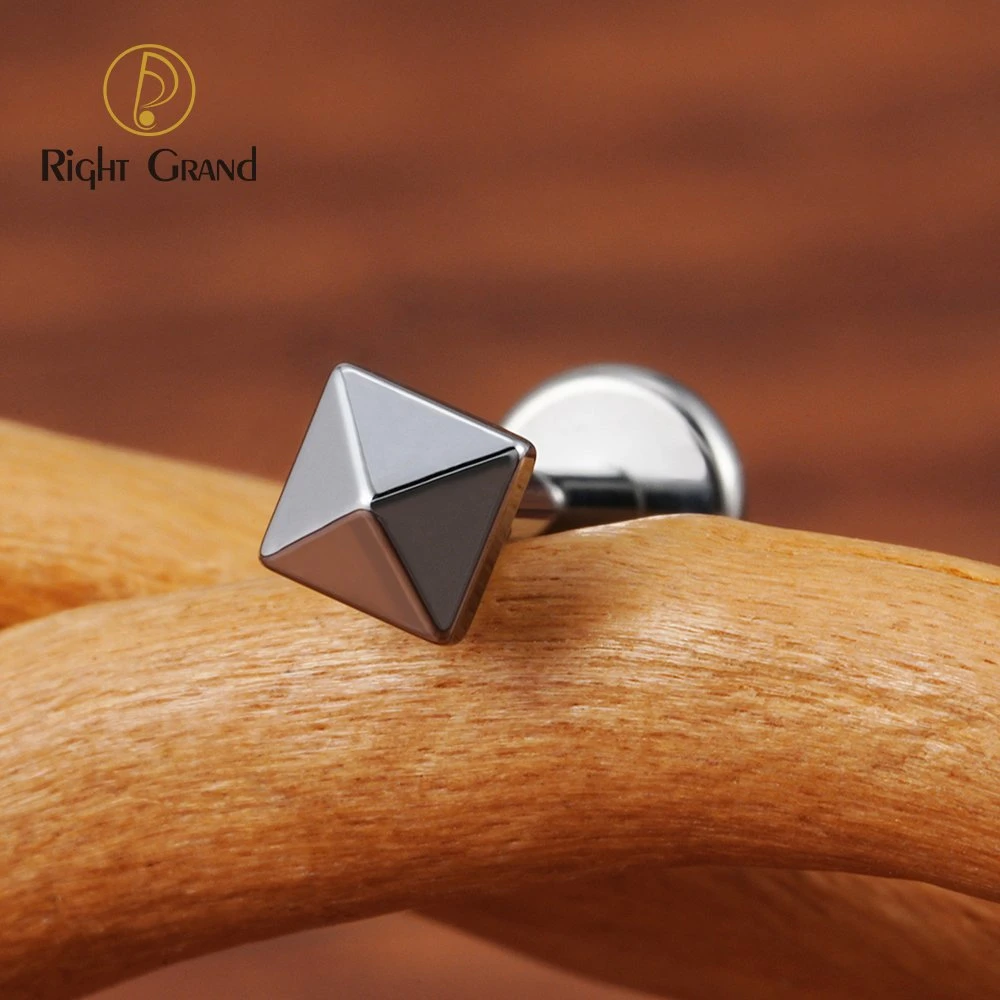 F136 Titanium Tiny Square Pyramid Stud Earring Labret Body Piercing