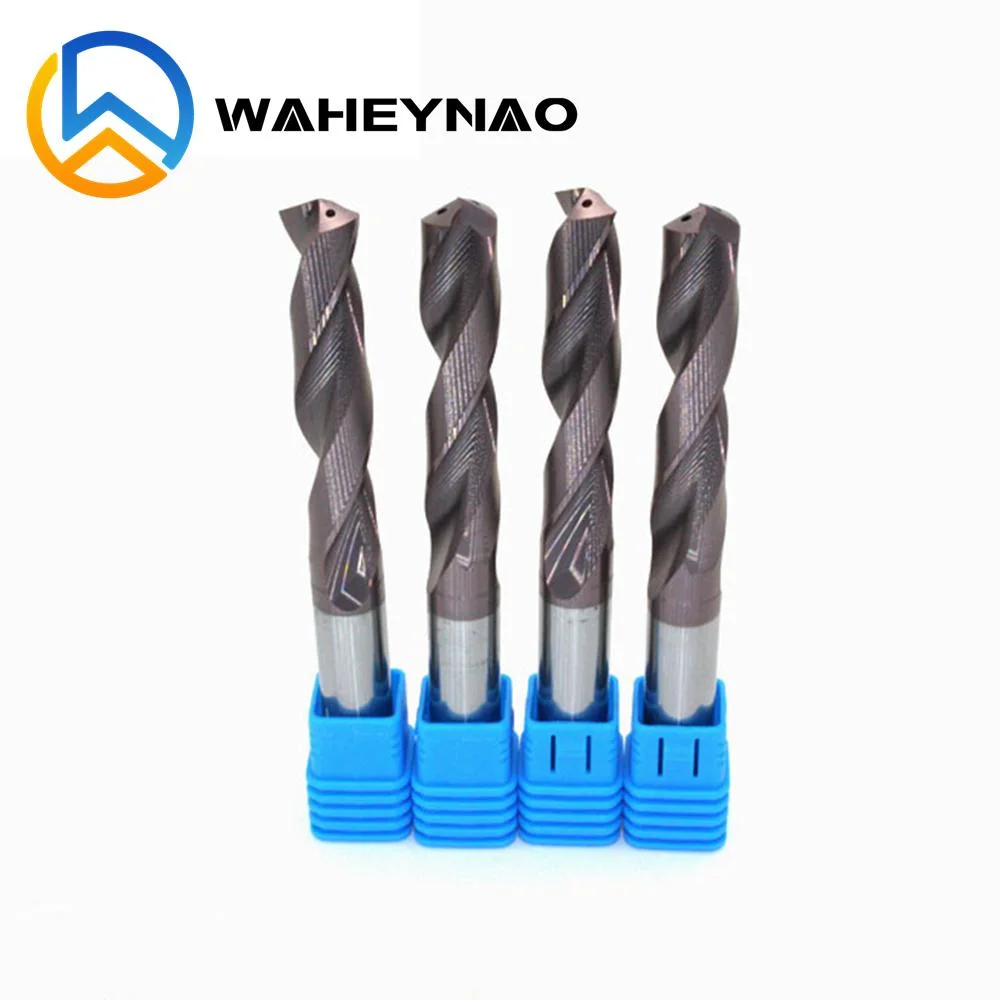 Waheynao CNC Drilling Tools Coolant Indexable Straight Shank Tungsten Carbide Twist Drill Bits